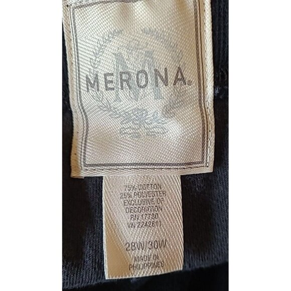 Merona Womens Track Suit 2pc Size 28W Black Velour Polyester Tie Pants Hood - Picture 8 of 16